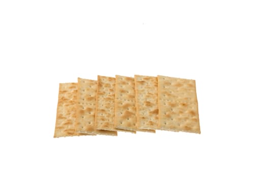 Six  crackers isolated over white background.