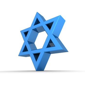 shiny 3d Star of David mad of a blue reflective material