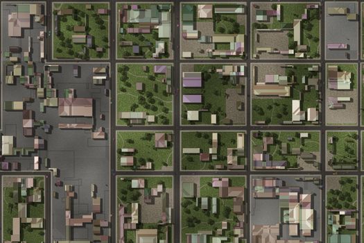Aerial View of a City Suburb as Art