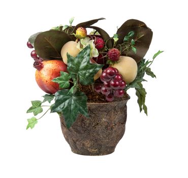 Various fruits in an arrangment in a vase for Christmas decoration