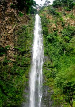 Water falling 1600 feet down Wli Waterfall near Hohoe in Ghana