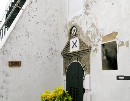 Elmina Castle was the exit port for slaves from Ghana in Africa. This is the entrance to the cells