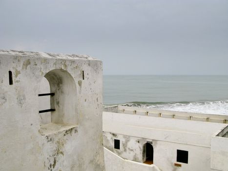 Elmina Castle was the exit port for slaves from Ghana in Africa. This shows the roof and battlements