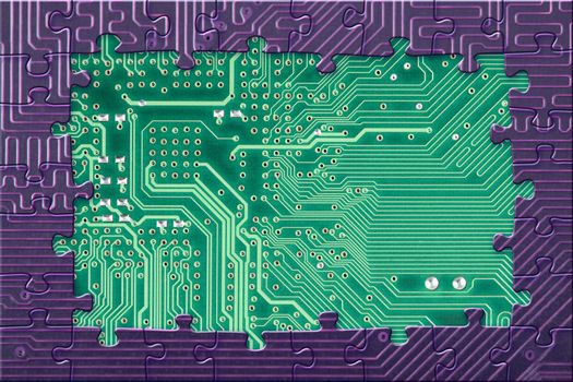 Abstract frame from electronic circuit board puzzle