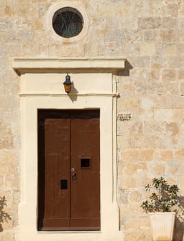 Doorway to a medieval little chapel in the Mediterranean island of Malta