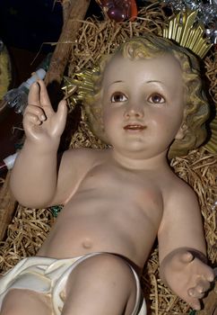 Traditional homemade crib in Malta, displaying the scene of the Nativity    