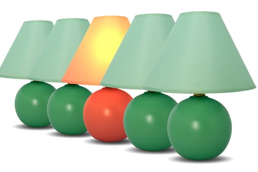 Table lamps on white background