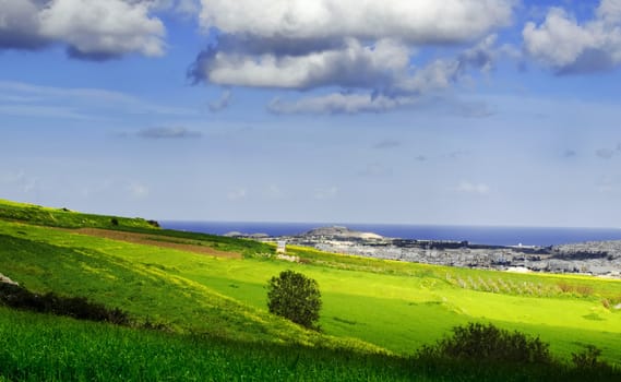 Beautiful Mediterranean countryside in Malta during late winter