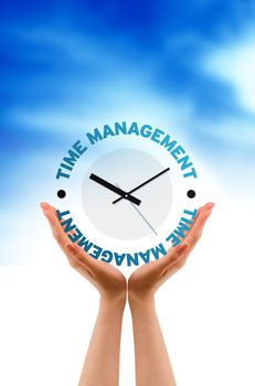 High resolution graphic of hands with Time Management Clock.