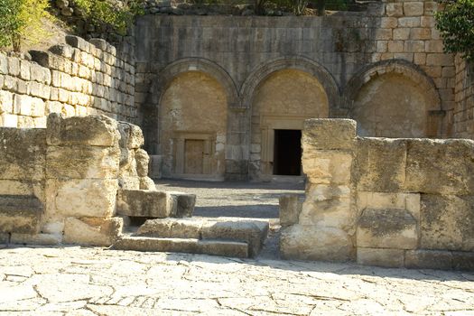 Ancient underground Judaic necropolis. Beit She�arim. Israel.