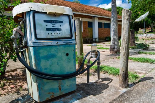 Old rusty gas pump in a Brazilian farm.