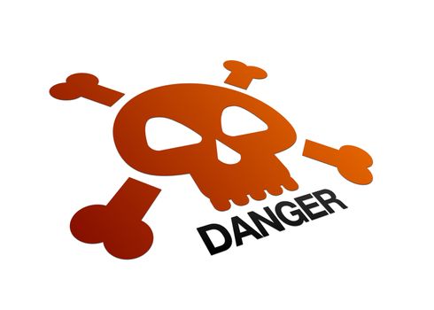 High resolution perspective graphic of a danger sign with skull.