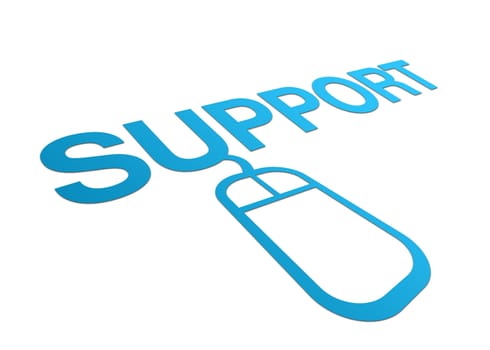 High resolution perspective graphic of support with a computer mouse attached.