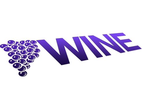 High resolution perspective graphic of a wine sign with grapes. 
