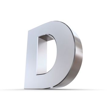 shiny 3d letter D made of solid silver/chrome