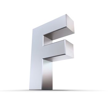 shiny 3d letter F made of solid silver/chrome