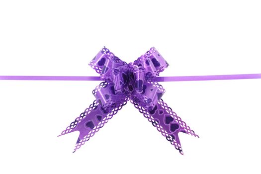 Nice purple gift bow isolated on white background with clipping path