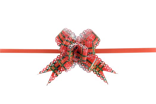 Nice colored gift bow isolated on white background with clipping path