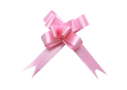 Nice pink gift bow isolated on white background with clipping path