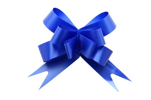 Nice blue gift bow isolated on white background with clipping path