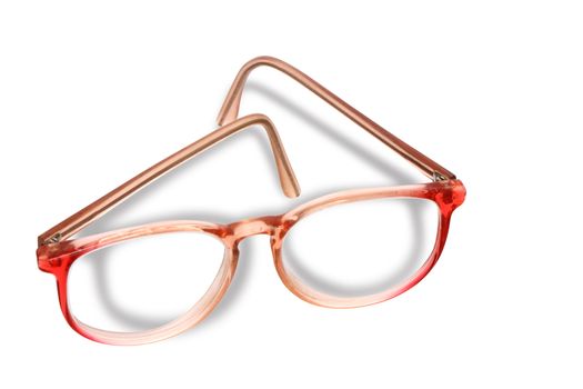 Pink glasses isolated on white background with clipping path