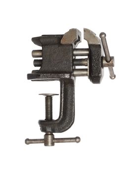 Old metal vice grip isolated on white background with clipping path