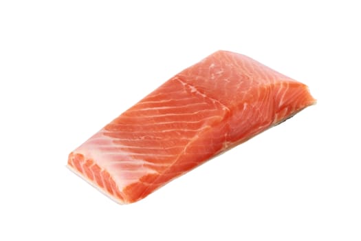 Fresh salmon steak isolated on white background with clipping path