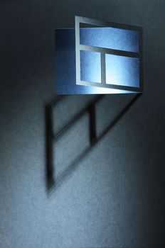 Abstract background made from paper: open luminous window with copy space