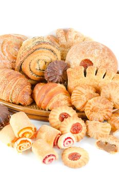 Bakery foodstuffs set on a white background