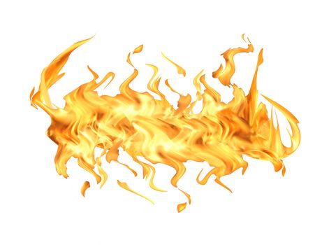 Single fire flame isolated on white background with clipping path