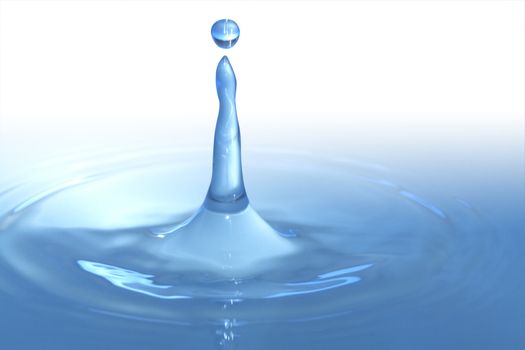 Splashing water abstract blue background with falling drop