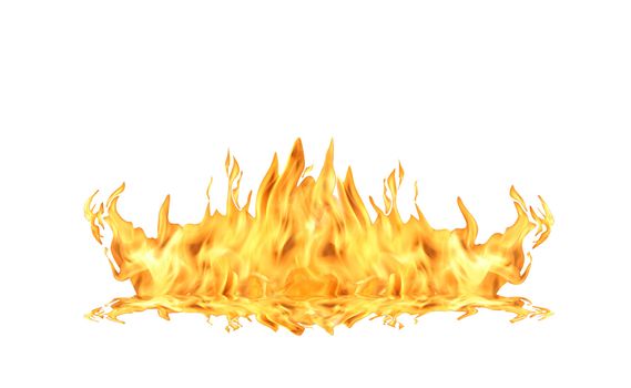 Single fire flame isolated on white background with clipping path