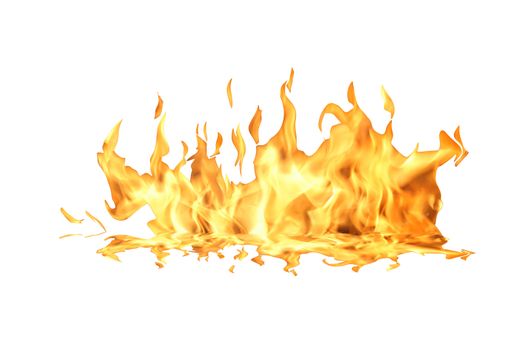 Single fire flame isolated on white background with clipping path