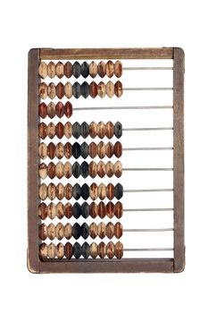 Old wooden abacus isolated on white background with clipping path