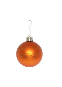 One ginger Christmas ball hanging on white background. Object with clipping path