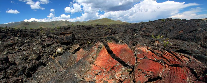 Volcanic rock landscape at Craters of the Moon National Monument of Idaho.