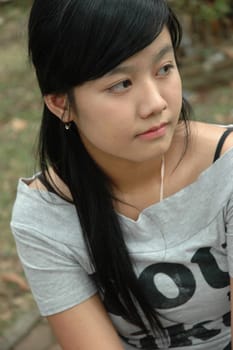 young asian lady are looking for something