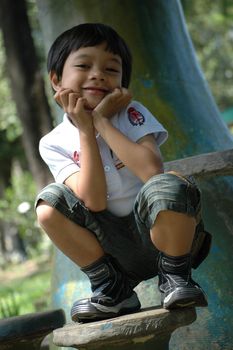 little boy with nice and cute face expression