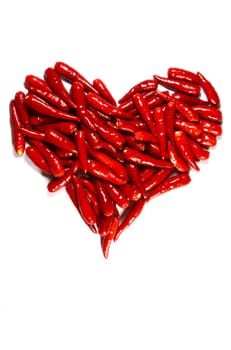 Symbol of love -Spicy chili hart isolated on white