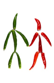 couple of funny chilli people isolated on white