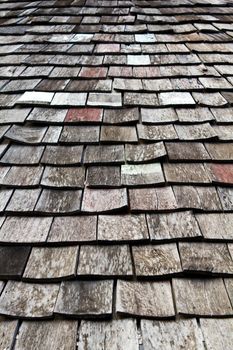 old worn shingle roof pattern in thailand