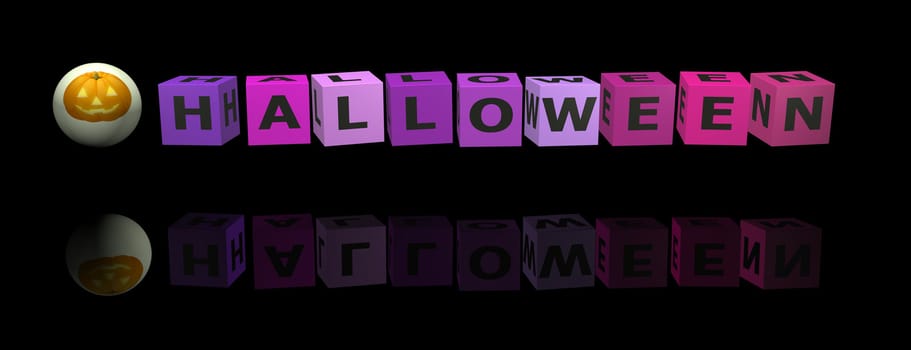 Color cubes with halloween word and a little pumpkin