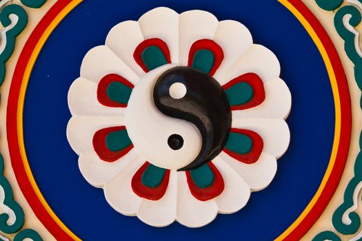 Colorful yin-yang sign in the chinese temple, Thailand