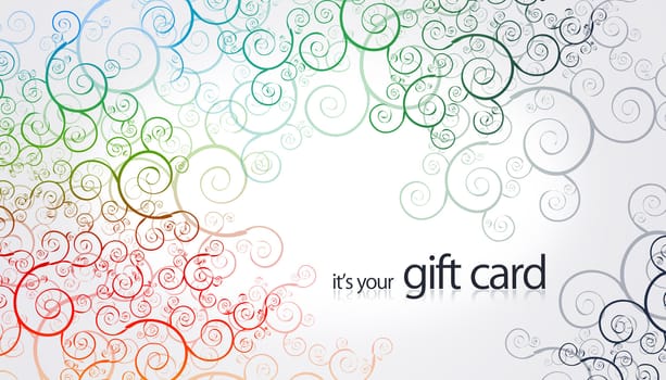 High resolution gift card with floral color elements.
