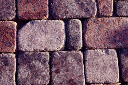 Fragment of path paved with rectangular pads.