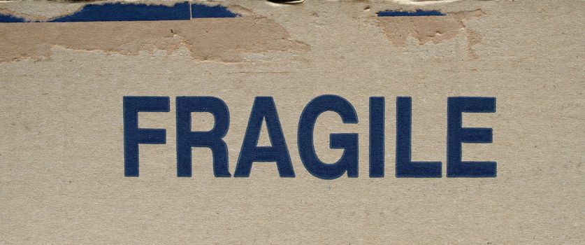 Detail of a fragile corrugated cardboard packet