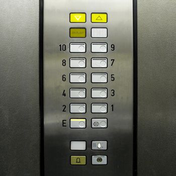 Detail of lift or elevator key pad