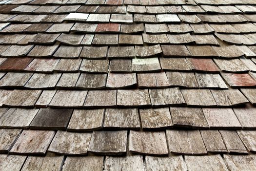 old worn shingle roof pattern in thailand