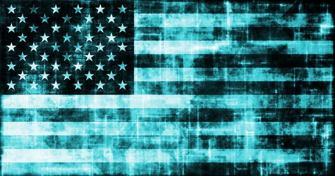 Grunge Digital USA Flag Technology as Abstract