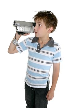 A child filming with a video camera